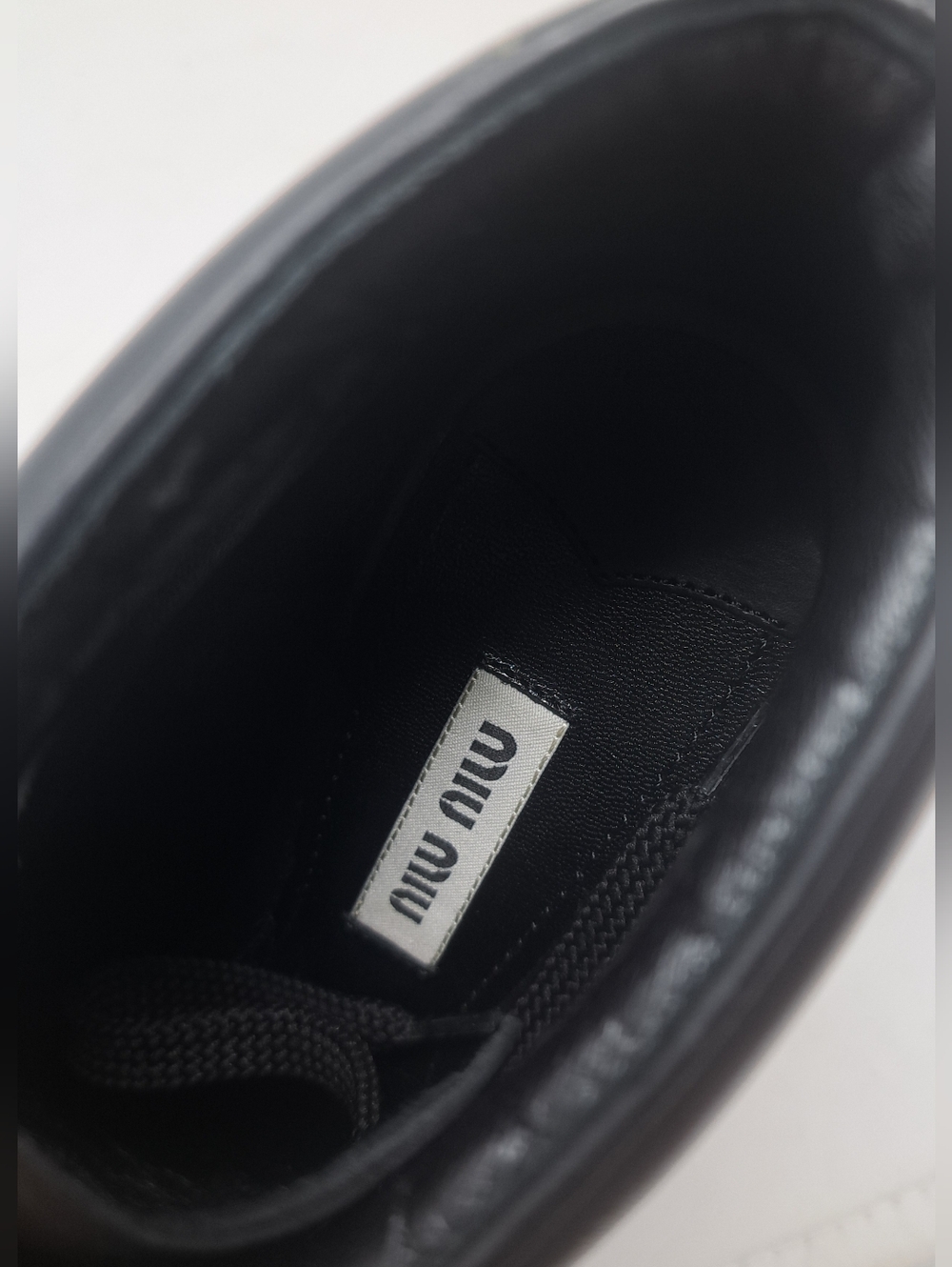 Miu Miu Ankle Combat Boots Moto Black Leather Steel Buckle Block Heels 35.5 IT - Picture 12 of 16